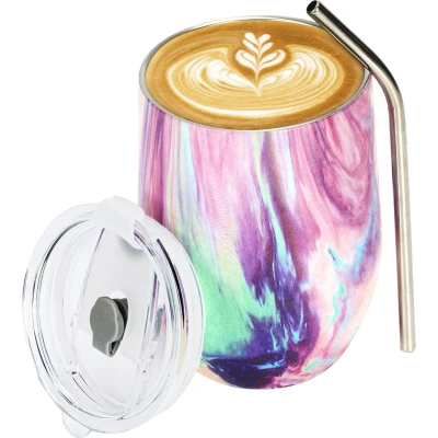 Afbeelding van Belle Vous Roestvrij Staal Geïsoleerde Reismok 350 ml Dubbelwandig Herbruikbare Thermische Kop met Plastic Deksel Vacuüm Lekvrije Tumbler voor Hete &amp; Koude Drankjes, Waaronder Koffie/Thee