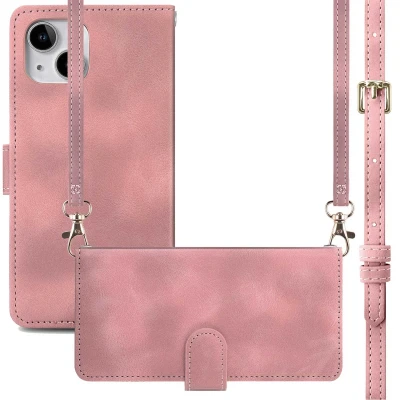 Afbeelding van iMoshion Hoesje Geschikt voor iPhone 14 met Pasjeshouder Bookcase koord Roze