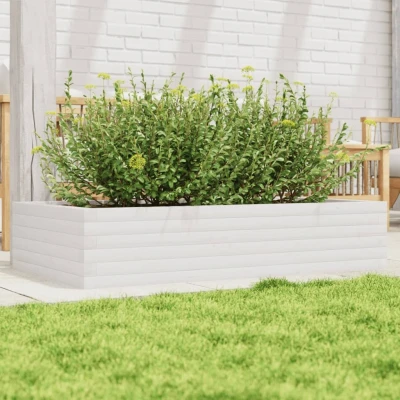Afbeelding van Plantenbak 110x60x23 cm massief grenenhout wit