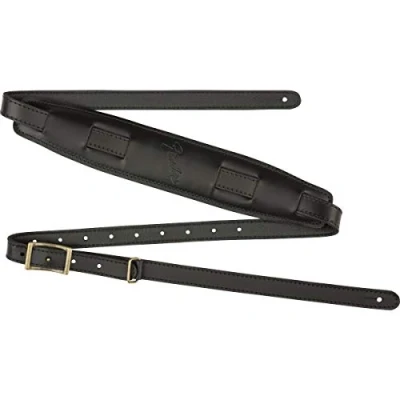 Afbeelding van Fender® »MUSTANG® VINTAGE SADDLE STRAP« Lederen Gitaarband Kleur: Zwart