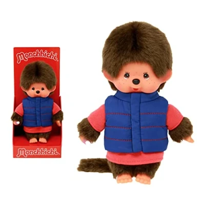 Afbeelding van Bandai Monchhichi pluche dier donsjas Iconisch uit de jaren 80 knuffelig pluche, 20 cm voor kinderen en volwassenen SE233878