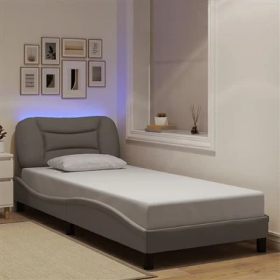 Image de vidaXL Cadre de lit avec lumières LED taupe 90x190 cm tissu