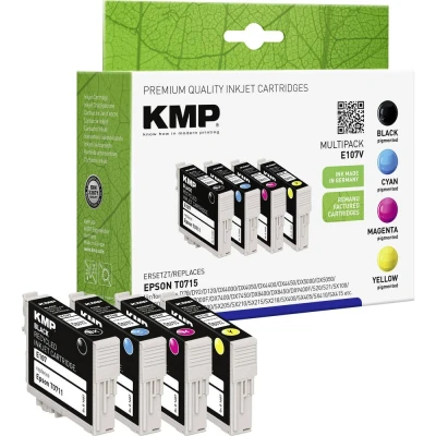 Afbeelding van KMP Inktcartridge vervangt Epson T0711, T0712, T0713, T0714 Compatibel Combipack Zwart, Cyaan, Magenta, Geel E107V 1607,4005
