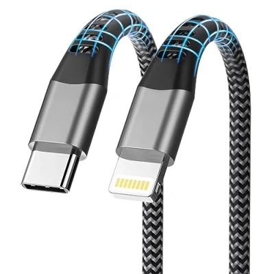 Afbeelding van iPhone USB C kabel 2 m [MFi gecertificeerd], naar Lightning snellaadkabel nylon voor 14 Pro Max 13 12 Mini 11 XS XR SE 8
