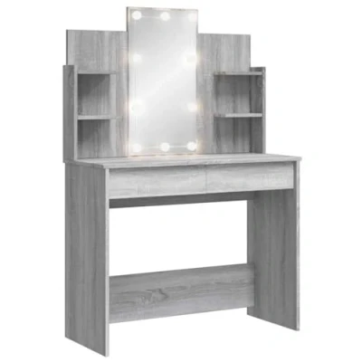 Afbeelding van vidaXL Kaptafel met LED verlichting 96x40x142 cm grijs sonoma