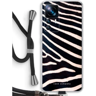 Afbeelding van Case Company® hoesje met Koord geschikt voor Xiaomi 12T Zebra Telefoonhoesje Zwart Bescherming aan alle Kanten en Over de Schermrand
