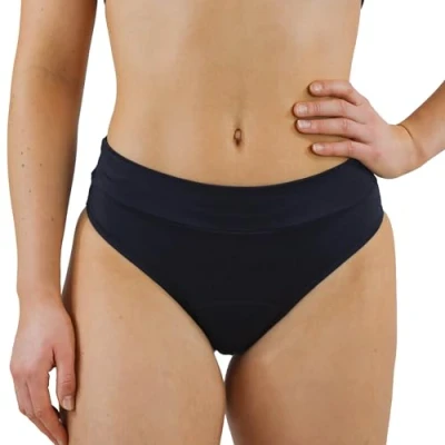 Afbeelding van MYLILY® Bikini voor dames, basic menstruatieslip badpak zwembroek bikinislip tijdens de menstruatie, zwart.