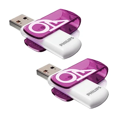 Image de Philips Clés USB 2.0 Vivid 64 Go 2 pcs Blanc et violet
