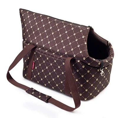 Afbeelding van Pet Carrier Hondendrager R1 S Bruin met een hondenpootpatroon