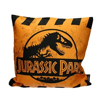 Afbeelding van Jurassic Park: Caution Logo Yellow Square Cushion