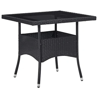 Afbeelding van vidaXL Buiten eettafel Zwart Polyrotan en glas