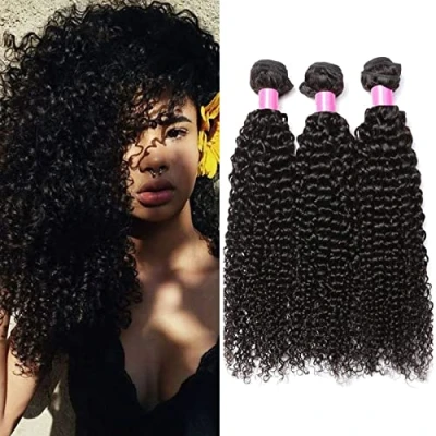 Afbeelding van RICHAIR Bundel Braziliaanse Krullen in set van 3 stuks, Braziliaans Haar, 20 Inch Natuurlijk Menselijk 50 g/stuk (totaal 150g), Zwarte Strengen