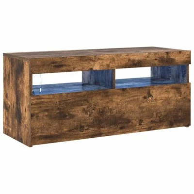 Afbeelding van vidaXL TV kast met ledlampen, gerookt eiken, 90 x 35 40 cm