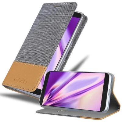 Afbeelding van Cadorabo Hoesje geschikt voor Alcatel 3X 2018 in LICHTGRIJS BRUIN Beschermhoes met magnetische sluiting, standfunctie en kaartvakje Book Case Cover Etui