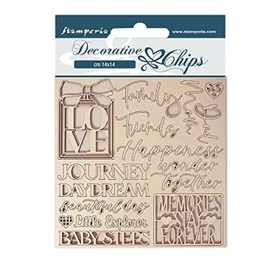 Afbeelding van Stamperia Decorative Chips Daydream Writings (SCB124) (DISCONTINUED)