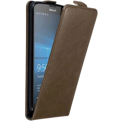 Afbeelding van Cadorabo Hoesje geschikt voor Nokia Lumia 950 XL in KOFFIE BRUIN Beschermhoes flip design Case Cover met magnetische sluiting