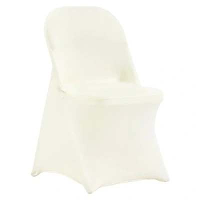 Image de VEVOR 50 pièces, housses de chaise pliantes en élasthanne extensible, protection universelle，amovibles et lavables, pour mariage, vacances, fête, célébration, salle à manger, blanc ivoire