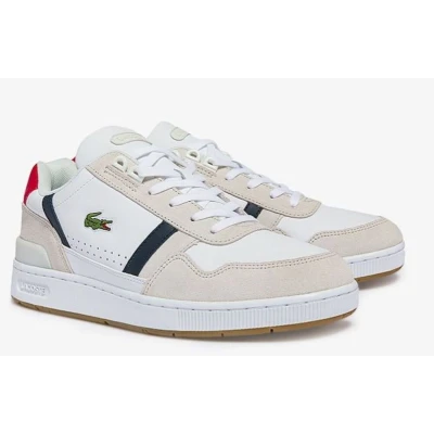 Afbeelding van Lacoste Tclip Sneakers laag, Heren, Maat: 46, White/navy/red Leer