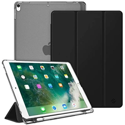Afbeelding van FINTIE beschermhoes voor iPad Air 3 2019 / Pro 10.5 2017, transparante met penhouder, automatische slaap/wake functie, zwart
