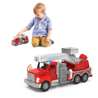 Afbeelding van Driven by Battat WH1128Z Micro brandweerwagen speelgoedwagen met lichten en geluiden reddingswagen speelgoed voor kinderen vanaf 3 jaar