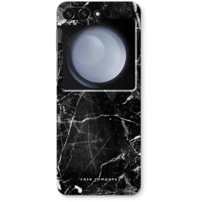 Afbeelding van Case Company® hoesje geschikt voor Samsung Galaxy Z Flip5 Zwart Marmer Soft Cover Telefoonhoesje Bescherming aan alle Kanten en Schermrand