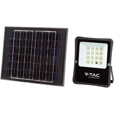 Afbeelding van V TAC VT 55100 Schijnwerpers op zonne energie IP65 Zwarte behuizing 1200 Lumen 6400K