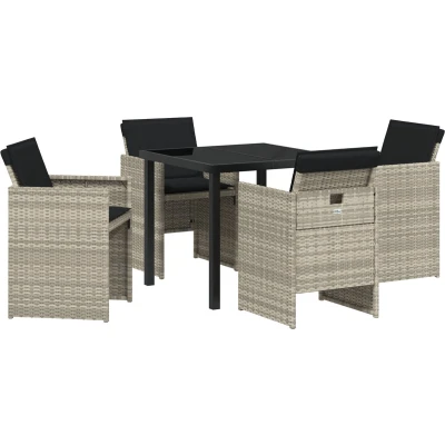 Afbeelding van vidaXL 5 delige tuinset met kussens in lichtgrijs poly rattan