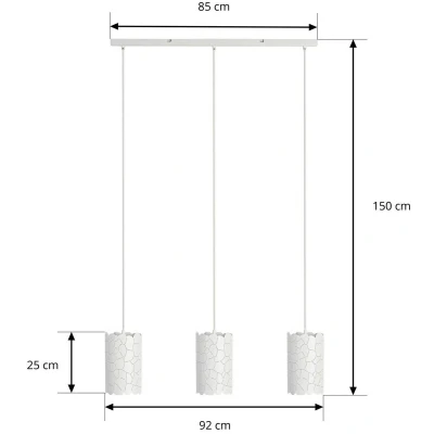 Afbeelding van Lindby hanglamp Aralena, wit, 3 lamps, lengte 92 cm