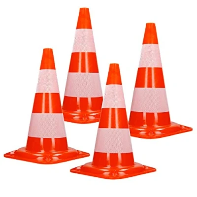 Afbeelding van Set van 4 verkeerskegels waarschuwingskegels 47 cm oranje/wit