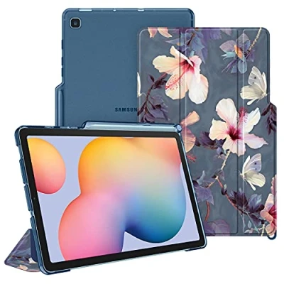 Afbeelding van Fintie Hoes voor Samsung Galaxy Tab S6 Lite, Silm Beschermhoes met transparante achterkant afdekking cover automatische slaap /waakfunctie Lite 10,4&quot; SM P610/ P615, (Z Bloeiende Hibiscus)