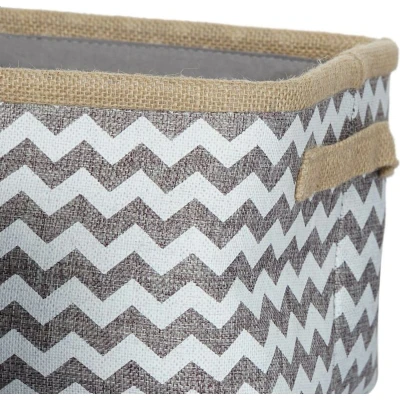 Afbeelding van Basket spelset DKD Home Decor Polyester Jute Zig zag Boho (3 pcs)
