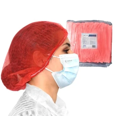 Afbeelding van Wegwerphaarcharlotte 100 wegwerphaarnetjes OneProtek (rood) voor levensmiddelen, restauratie en medisch gebruik, 53 cm, ademend duurzaam langdurig comfort
