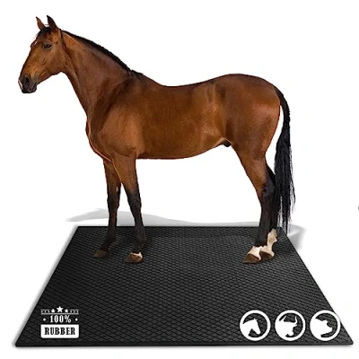 Afbeelding van Floordirekt Diamond Top Stalmat, 180 x 120 cm, antislip, rubberen mat met drainage voor stal, paardenbox, paddock, ontlasting en gewrichtsvriendelijk oppervlak