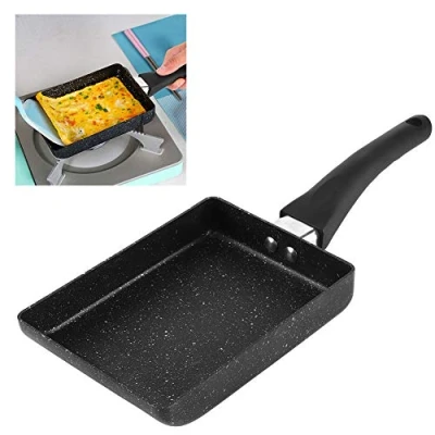 Afbeelding van Vierkante eieromelet, Japanse Tamagoyaki koekenpan Mini fornuis keramische coating antiaanbaklaag met verbrandingsbeveiliging handvat, gasfornuis en kookplaat