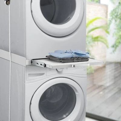 Afbeelding van Stapelkit Buxton met uittrekbare plank universeel tussenstuk 7,5x60x60 cm wit [en.casa]