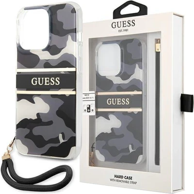 Afbeelding van Guess GUHCP13XKCABBK iPhone 13 Pro Max 6.7 zwart/zwart hardcase Camo Strap Collection