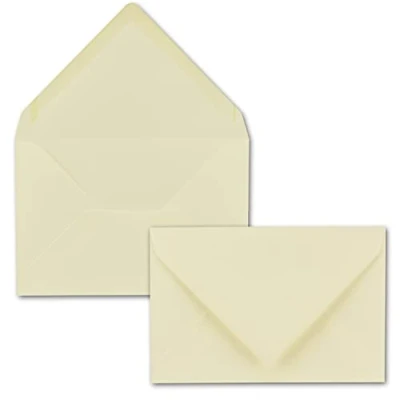 Afbeelding van 50 stuks enveloppen, 12 x 18 cm, ca. DIN B6, met natte plakband, 100 g/m², crème