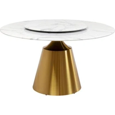 Afbeelding van Eettafel Lucia Ø135cm wit en goud Kare Design