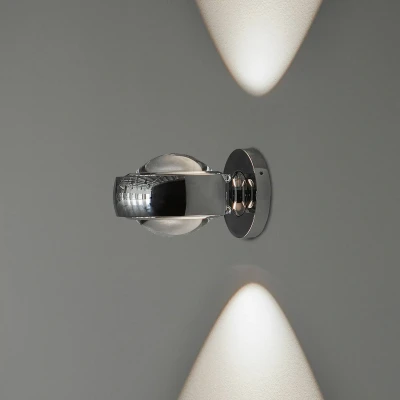 Afbeelding van LOOM DESIGN LED wandlamp Optic chroomkleurig aluminium Ø 12cm