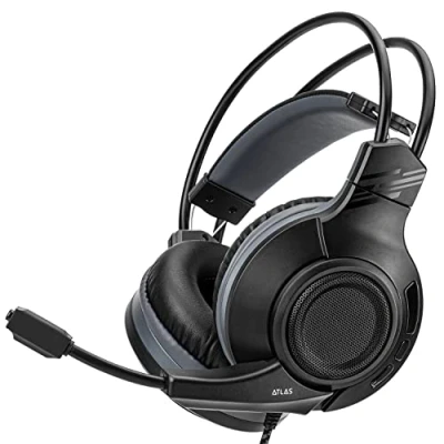 Afbeelding van NITHO ATLAS gaming Headset, bekabeld, voor PS4/PS5/PC/Xbox/Nintendo Switch/Mobile, ultralichte stereo headset met afneembare microfoon en 50 mm drivers Zwart, pc adapter inbegrepen
