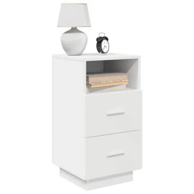 Image de vidaXL Tables de chevet 2 pcs avec tiroirs blanc 36x36x68 cm858579
