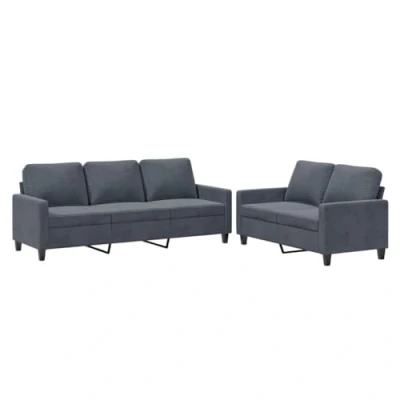 Afbeelding van vidaXL 2 delige Loungeset met kussens fluweel donkergrijs