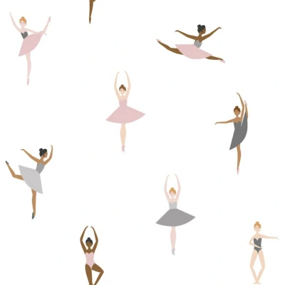 Afbeelding van ESTAhome behang ballerina&#039;s oudroze en vergrijsd blauw 139535 53 cm x 10,05 m