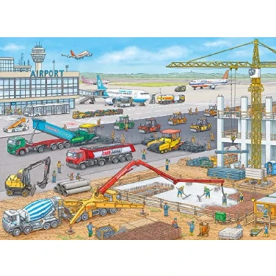 Image de Puzzle Ravensburger Chantier de construction à l&#039;aéroport, 100 pièces XXL