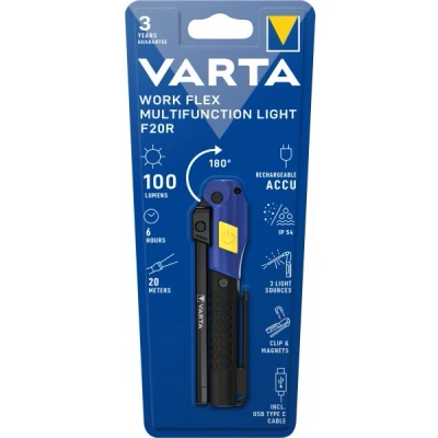 Afbeelding van Varta LED zaklamp Work Flex Line, multifunctioneel licht 100lm, incl. 1x lithium ionbatterij, retailblister