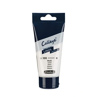 Afbeelding van Schmincke College Linol 39100013 kunstenaarslinoleum inkt, wit, in tube van 75 ml, geurarm, inkt op waterbasis, lichtecht, gelijkmatige druk