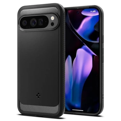 Afbeelding van Spigen Rugged Armor Hoesje Geschikt voor Google Pixel 9 Pro XL Back Cover met Air Cushion Carbon Matte Zwart