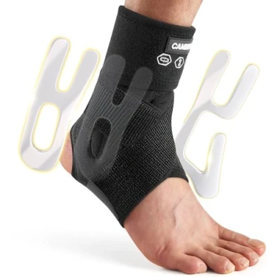 Afbeelding van CAMBIVO Verstelbare verstuiking, enkelsteun voor sport, stabilisator met ondersteuning van spalk en riem, plantaire fasciitis, ligament, gewrichtsverstuiking, gewrichtsbescherming