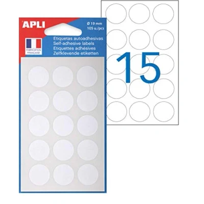 Afbeelding van Agipa 111941 zakjes met 105 etiketten/etiketten, 19 mm, wit