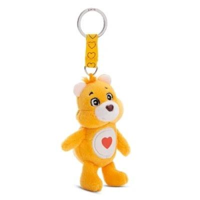 Afbeelding van NICI 61376 Beerhouder met grote hart, 10 cm, geel, dierenhanger metalen ring om op te hangen aan sleutels, touw, tas en meer